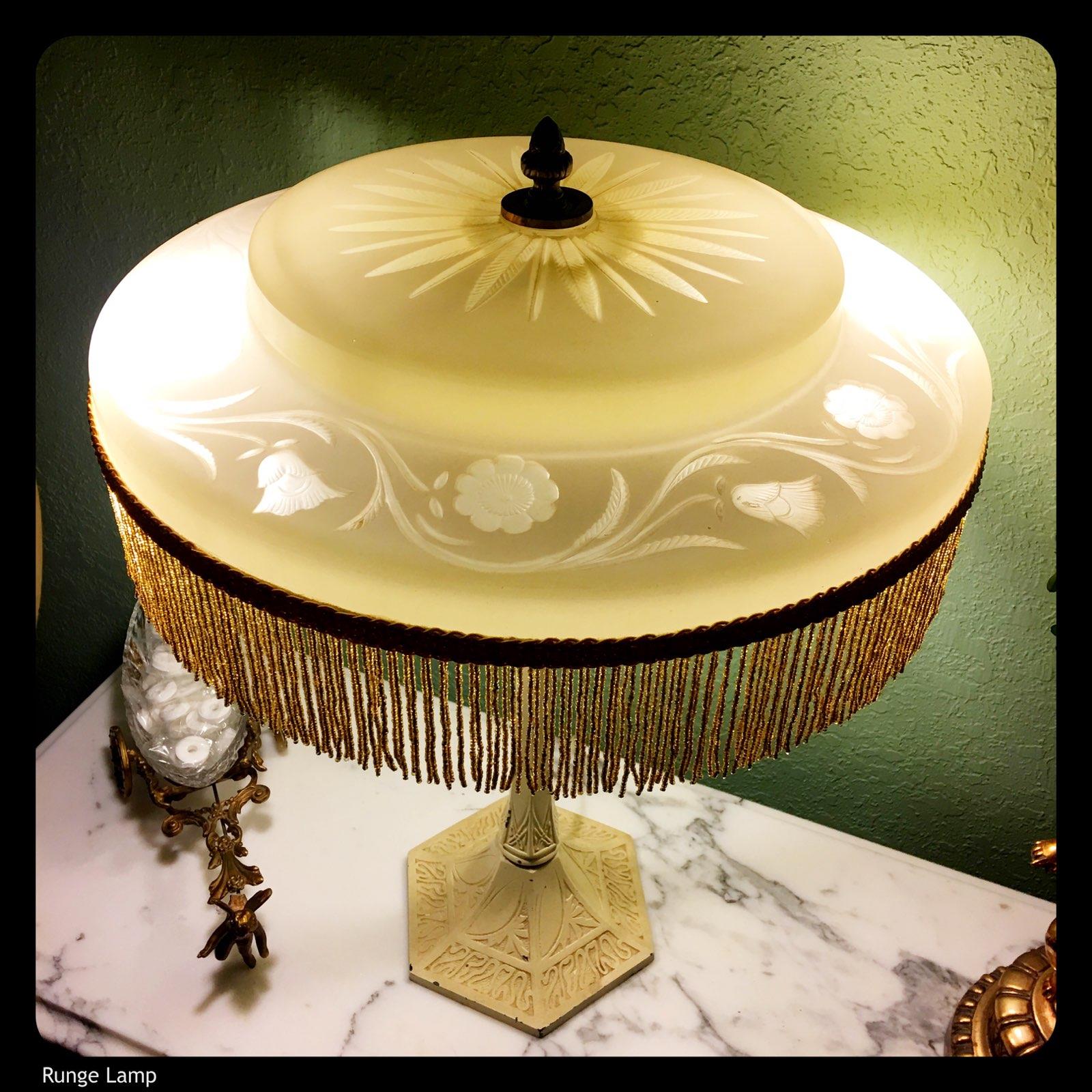 Turn of the century white Tiffany-style lamp